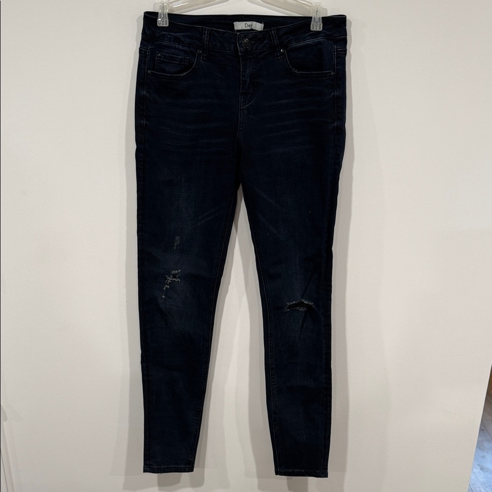 Dex Dark Blue Women's Skinny Jeans Distressed Look